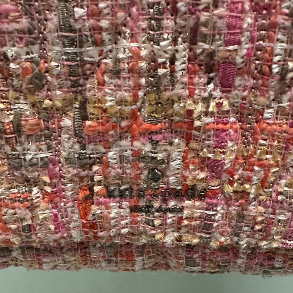 kate spade Pink and Coral Tweed Crossbody Bag with Silver Chain - Picture 2 of 15